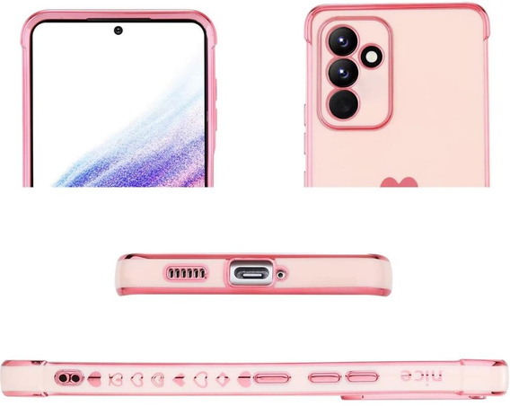 Etui do Samsung Galaxy A55 5G, Electro heart, różowe rose gold + Szkło Full Glue Ceramic