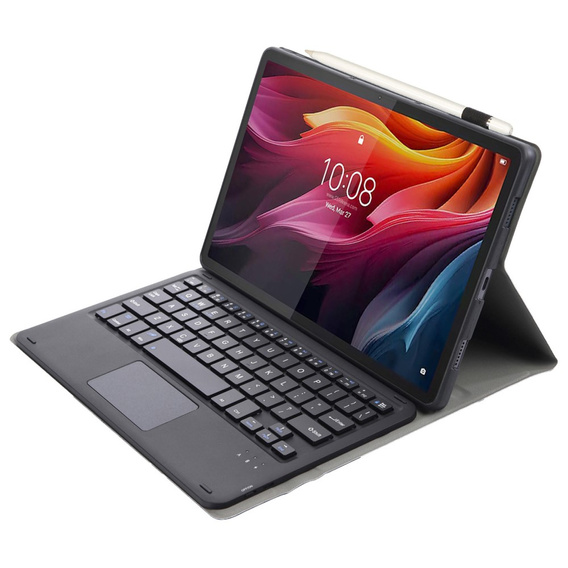 Etui z klawiaturą do Lenovo Tab K11 Plus, Leather Pen Slot TouchPad, czarne