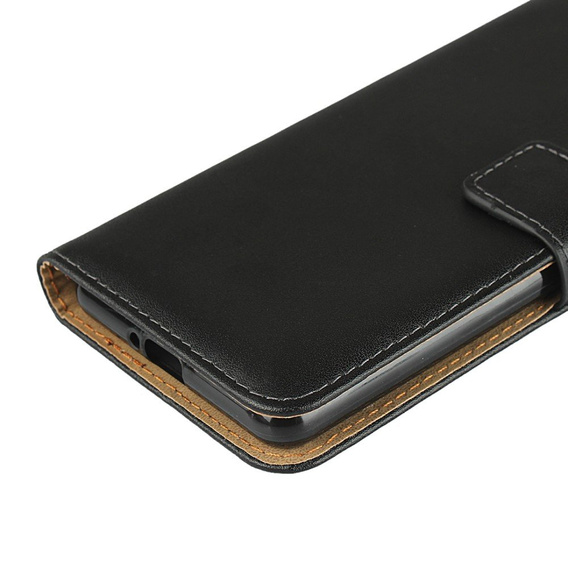 Etui z klapką do Sony Xperia 10 II, Case Genuine Leather, czarne