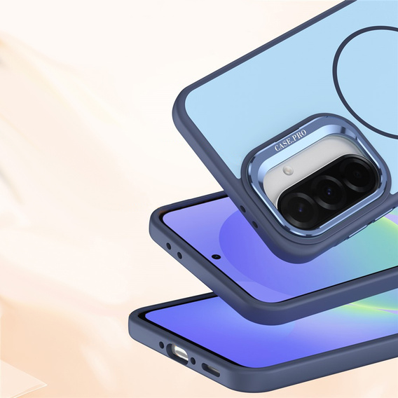 Etui do Samsung Galaxy A57 5G, Skin-touch z podstawką, do MagSafe, niebieskie