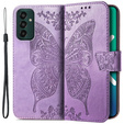 Etui z klapką do Samsung Galaxy M13, Butterfly, fioletowe