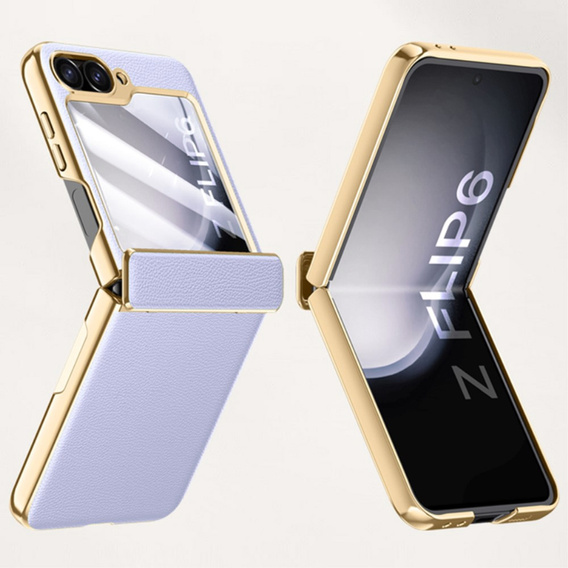 Etui Litchi Leather do Samsung Galaxy Z Flip7 FE / Z Flip6, niebieskie