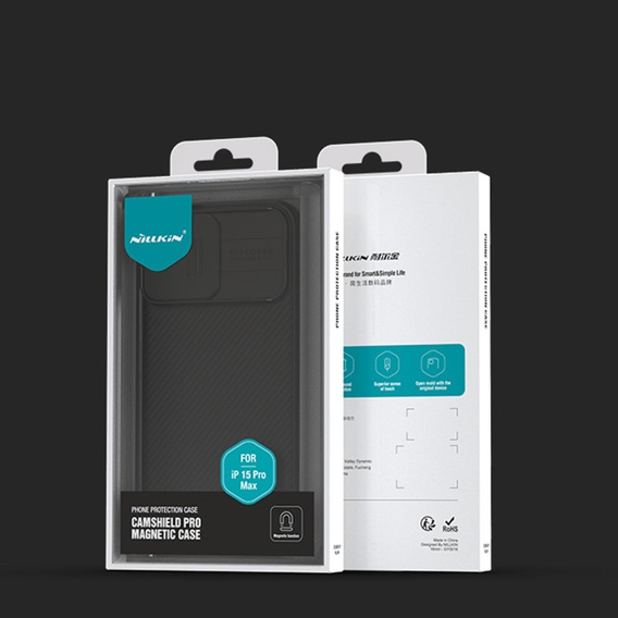 Etui do iPhone 15 Pro, pancerne Nillkin, CamShield Pro, Czarne