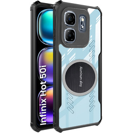 Etui do Infinix Hot 50i 4G, z blaszką magnetyczne, przezroczyste / czarne
