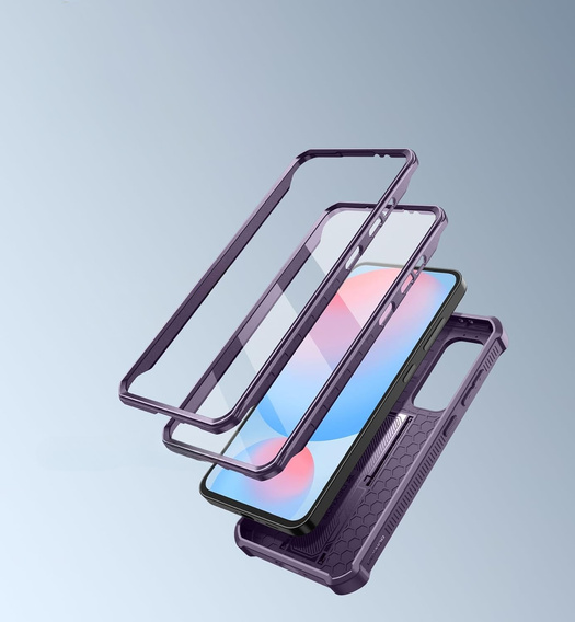 Etui pancerne do Samsung Galaxy S24 FE, Dexnor Full Body (Two Frames), fioletowe