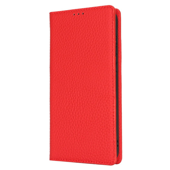 Etui z klapką do Samsung Galaxy S25+ Plus, Litchi Skin Grain, czerwone