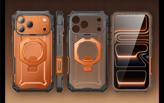 Etui Supcase do iPhone 17 Pro, Unicorn Beetle Grip Pro Mag, Clear / Coral