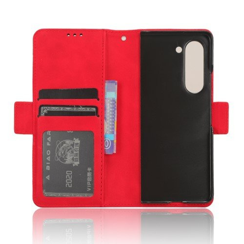 Etui z klapką do Samsung Galaxy Z Fold 5 5G, Card Slot, czerwone