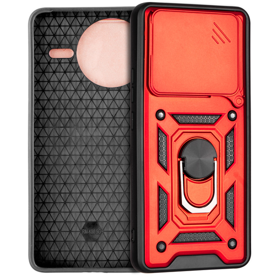 Etui pancerne do Xiaomi Poco F7 Pro, CamShield Slide, czerwone