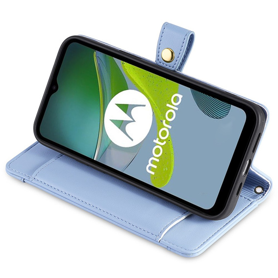 Etui z klapką do Motorola Moto G73 5G, Wallet Zipper Pocket, niebieskie