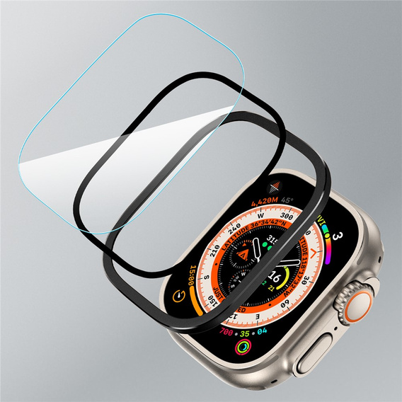 Szkło Hartowane z Ramką do Apple Watch Ultra 1/2/3 49mm, czarne
