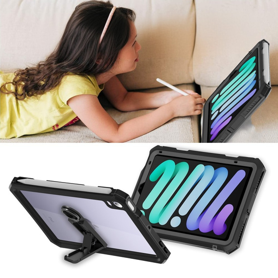 Etui Wodoodporne IP68 do iPad mini 8.3" 2021 (6 gen.) / iPad mini 8.3" 2024 (7 gen.), czarne