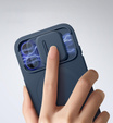 SURITCH Magnetyczne etui ochronne do iPhone 16 z osłoną kamery i podstawką - niebieskie