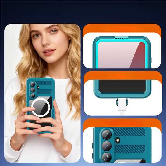 Etui wodoodporne do Samsung Galaxy S26, Redpepper, do MagSafe, niebieskie