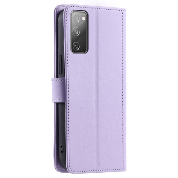 Etui z klapką do Samsung Galaxy S20 FE, Rhombus Crossbody Leather, fioletowe