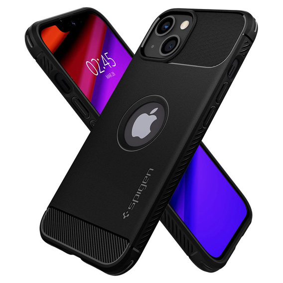 Etui Spigen do iPhone 13, Rugged Armor, czarne + szkło