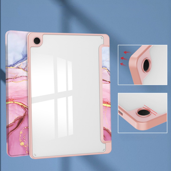 Stylowe etui do Samsung Galaxy Tab A9+ – Smartcase Hybrid Marble różowe