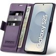 Etui do Samsung Galaxy S25, ERBORD Glossy Litchi, portfel z klapką, fioletowe