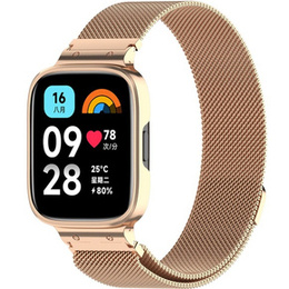 Pasek Bransoleta Milanese z Etui do Xiaomi Redmi Watch 3 Active, Różowe rose gold
