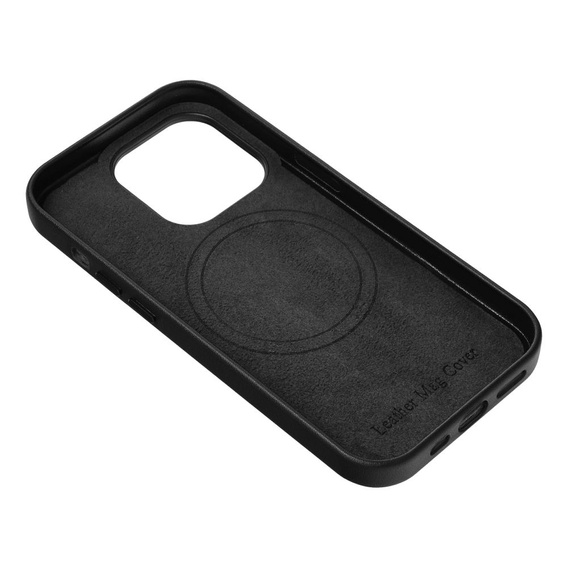 Skórzane Etui do MagSafe do iPhone 16 Pro, czarne + Szkło Hartowane 9H