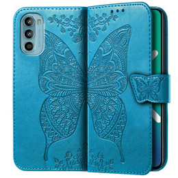 Etui z klapką do Motorola Moto G52 / G82 5G, Butterfly, niebieskie