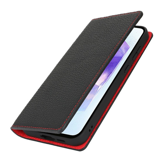 Etui z klapką do Samsung Galaxy S25+ Plus, Litchi Skin Grain, czarne