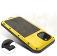 Etui Love Mei do iPhone 11, pancerne ze szkłem, żółte / czarne