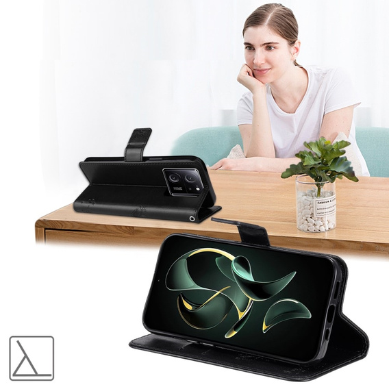 Etui z klapką do Xiaomi 13T / 13T Pro, Butterfly, czarne