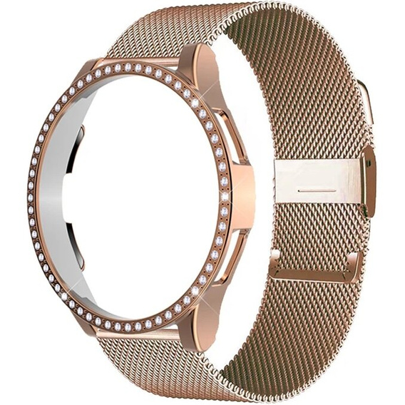 Pasek Bransoleta Milanese + Etui do Samsung Galaxy Watch 5 40mm, Różowe złoto
