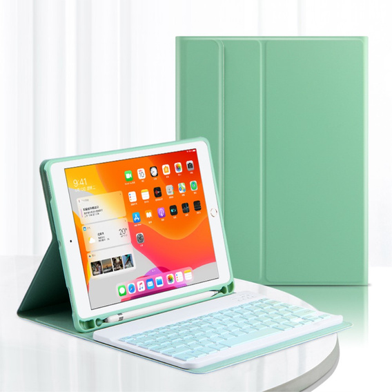 Etui z klawiaturą do iPad 10.2" 2021/2020/2019 (9/8/7 gen.), Keyboard Cover Pen Slot, zielone