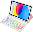 Etui z podświetlaną klawiaturą bluetooth do iPad 11" 2025 A16 (11 gen.) / iPad 10.9" 2022 (10 gen.), różowe