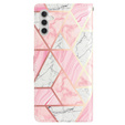 Etui z klapką do Samsung Galaxy A25 5G, Wallet Marble, różowe + szkło 9H