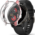 2w1 Etui z Osłoną Silikonową na ekran do Garmin Venu 2 Plus, Różowe