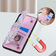 Etui do Samsung Galaxy S25 Edge – skórzane, z ochroną RFID, kieszonkami na karty, motyw róży