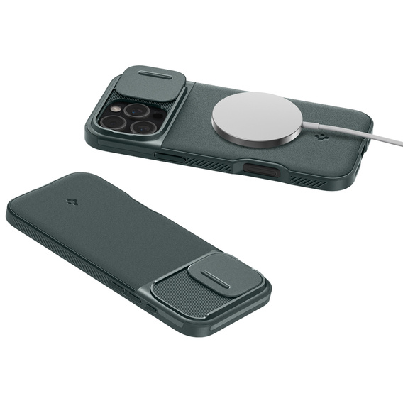 Etui Spigen do iPhone 16 Pro, Optik Armor Mag, Zielone + Szkło hartowane