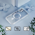 Etui do iPhone 16, Electro MagSafe, srebrne + Szkło na ekran
