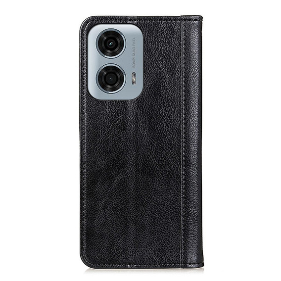 Etui z klapką do Motorola Moto G04 / G24 / G24 Power, Split Leather, czarne