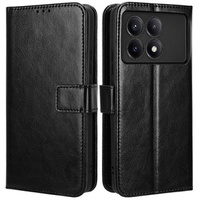 Etui z klapką do Xiaomi Poco F6 Pro, Crazy Horse Wallet, czarne