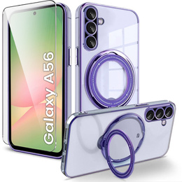 Etui Magnetyczne do Samsung Galaxy A56 5G, do MagSafe, fioletowe + Szkło 9H