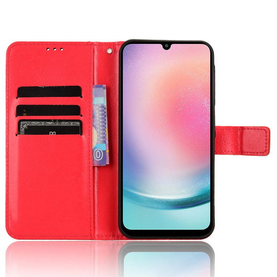 Etui z klapką do Samsung Galaxy M55 5G, Crazy Horse Wallet, czerwone