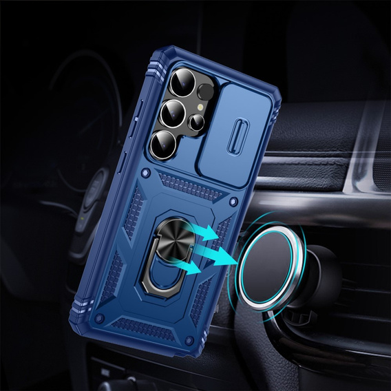 Etui do Samsung Galaxy S25 Ultra, KickStand Camera Lens, niebieskie