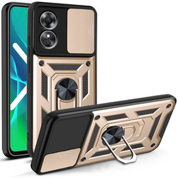 Etui pancerne do Oppo A17, CamShield Slide, złote