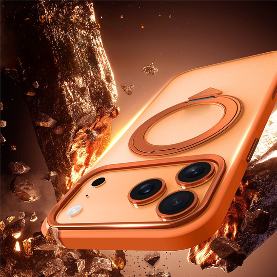 Etui SULADA Magnetic Matte z podstawką do iPhone 17 Pro – pomarańczowy