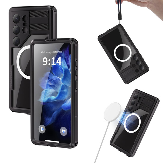 Etui wodoodporne do Samsung Galaxy S25 Ultra, Redpepper, do MagSafe, czarne