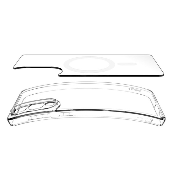 Etui z MagSafe Spigen do Samsung Galaxy S25 Edge, Ultra Hybrid, przezroczyste / białe + Szkło Hartowane 9H