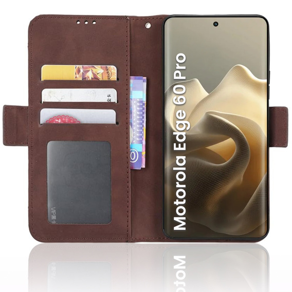 Etui z klapką do Motorola Edge 60 Pro – Card Slot Wallet, brązowy