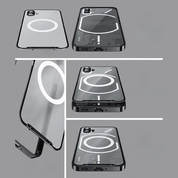 Etui z ochroną aparatu do Nothing phone 1 5G, CamShield MagSafe, przezroczyste / czarne