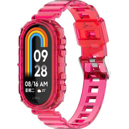 Pasek Silikonowy do Xiaomi Smart Band 10 / 9 / 8, Przezroczysty różowy