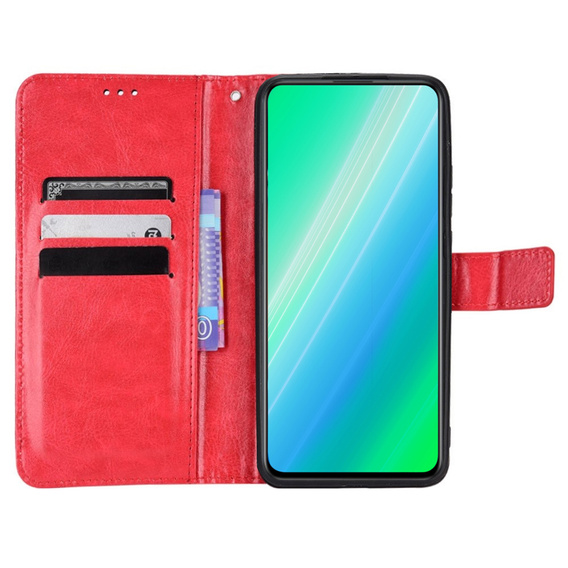 Etui z klapką do Oppo A78 5G, Crazy Horse Wallet, czerwone