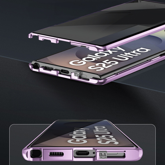 Etui do Samsung Galaxy S25 Ultra, Privacy Dual Glass, fioletowe